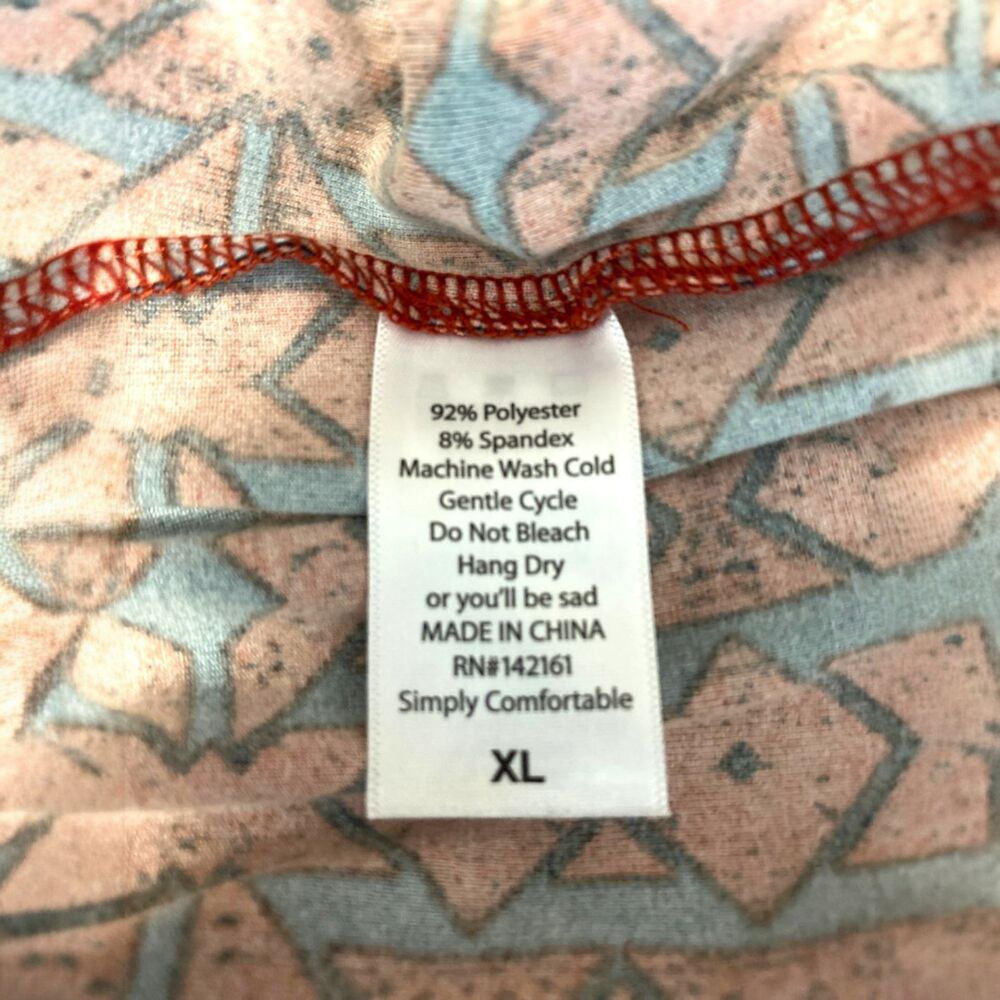 LuLaRoe Julia Dress XL NWT T-Shirt Midi Bodycon Stretch Geometric Orange Navy - Picture 7 of 7